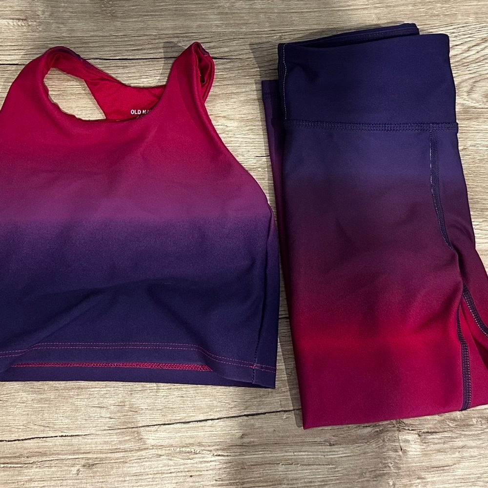 Old Navy Pink and Purple Ombre Activewear Set